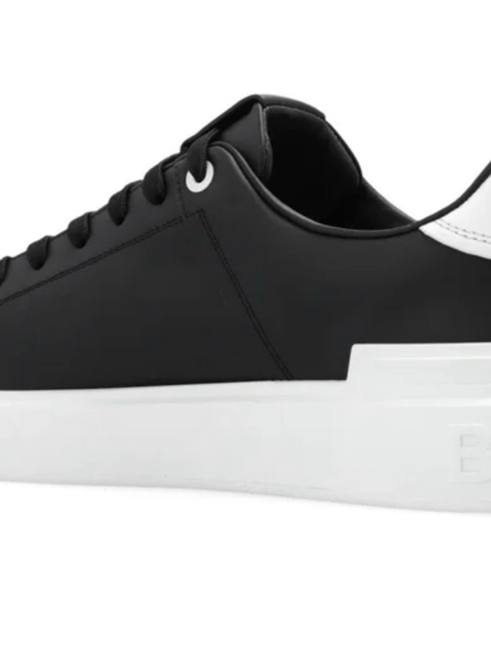 Balmain Black Leather Low-Top Sneakers with White Script Logo - Picture 3 of 6